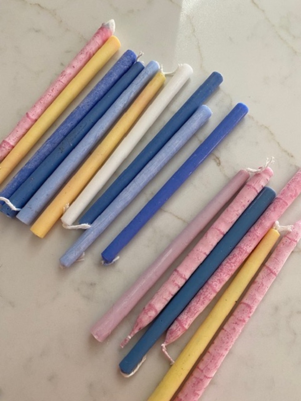 Sixteen Chanukah Menorah Candles, Pastel Colors, 5 1/4" tall